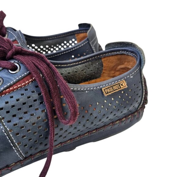Pikolinos Mens Jerez Perforated Lace Up Leather Sneakers in Blue Azul, Size 41/8 - Picture 10 of 10